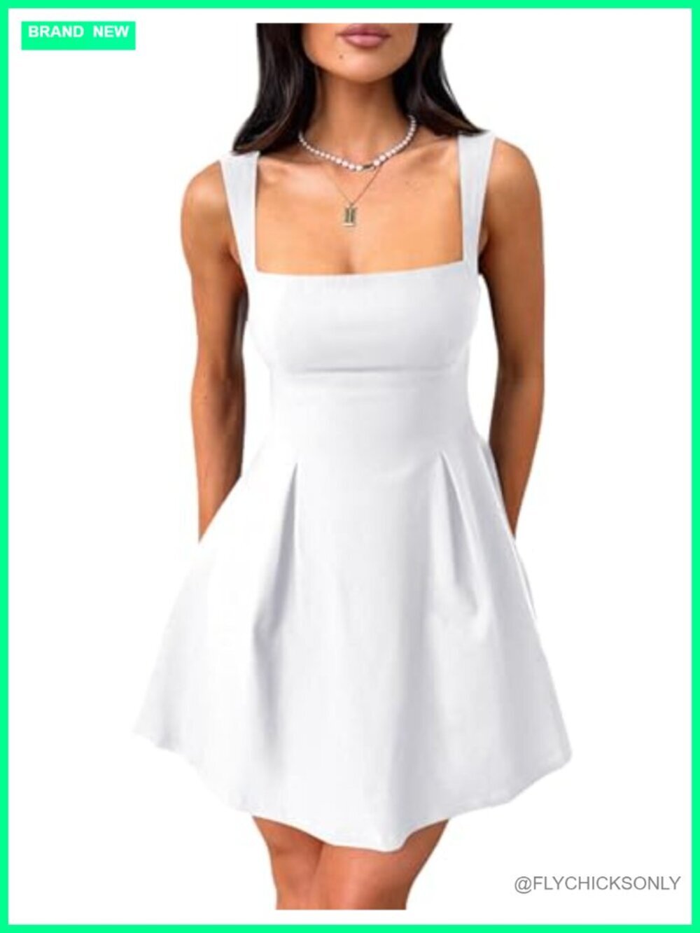 Sleeveless Square Neck Adjustable Straps Bow Tie A-line Mini Party Dress